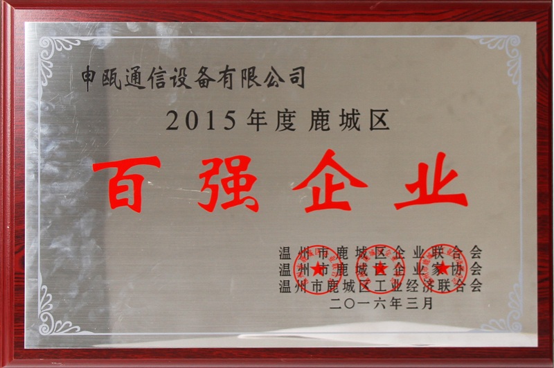 2016年 溫州市鹿城區(qū)百?gòu)?qiáng)企業(yè)（2015年度）